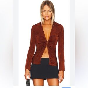 NEW WITH TAGS: Chic Rust Long-Sleeve Blouse